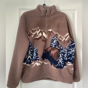 NWT New Old Navy sherpa quarter zip jacket tik tok viral bison size medium